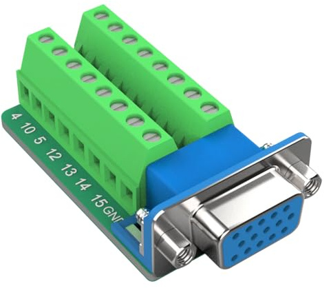 Oiyagai DB15 D-SUB Female with Nut VGA3+9 15 Pins Port to 3 Row Terminal Breakout Board Adapter Connector