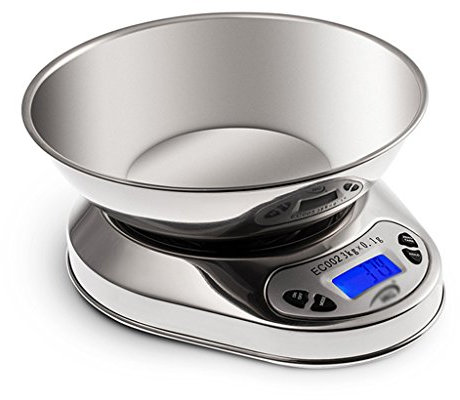 Bilance da cucina DWW Cucina Domestica Acciaio Inox Professionale configurazione Vassoio di Cottura precisione Display ad Alta Definizione Argento 5000g