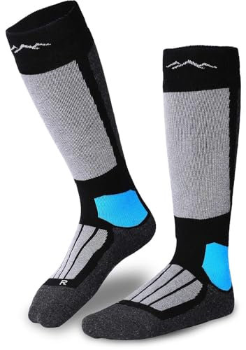 gipfelsport Skisocken für Kinder, Herren und Damen - Dicke Socken aus Merinowolle, warme Merino Snowboardsocken, 1x Paar Skistrümpfe, Schwarz, Größe 39-41