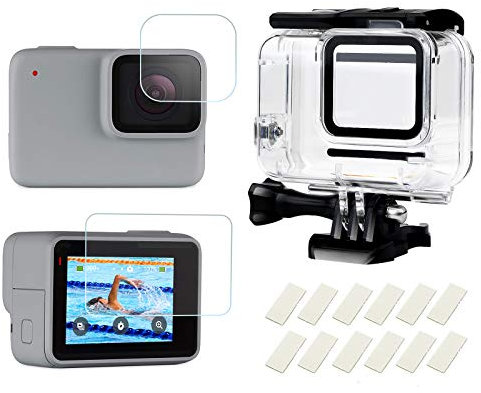 SHOOT Custodia Impermeabile Protettiva per GoPro Hero 7 White e Hero 7 Silver con Pellicola per Schermo Temperato e Inserto Anti-Nebbia