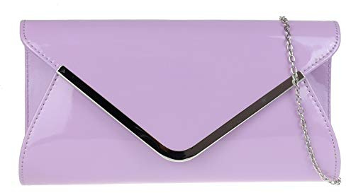 Girly Handbags Womens Glossy Oversized Clutch Bag (Lilac)
