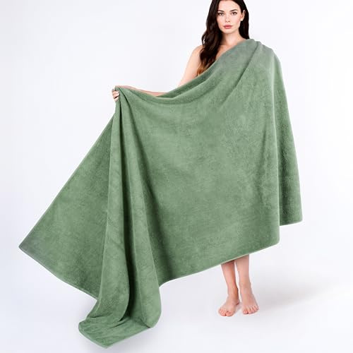 Cotton Paradise 100% bomull, 102 x 203 cm överdimensionerat badlakan, extra stora turkiska handdukar för badrum, salviagrönt badlakan