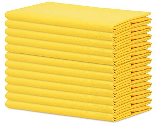 Sweet Needle - Pack of 12-100% Cotton Oversized Dinner Christmas Napkins 45 CM x 45 CM (18 IN x 18 IN), Yellow - Heavy weight fabric for daily use with Mitered corners finish