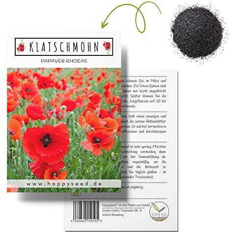 Klatschmohn Samen (Papaver rhoeas) - Wunderschön blühende Mohnblumen mit langer Blütezeit für eine bunte Blumenwiese (Rot)