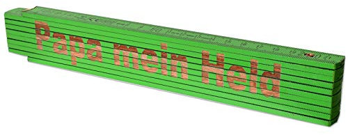 TE-Trend Zollstock mit Gravur personalisierter Meterstab 2m Gliedermaßstab Meter Metermaß Papa mein Held Grün