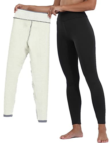 Yutdeng Leggings Pantaloni Termici da Donna Leggings Donna Invernali Caldo Velluto Leggings Vita Alta Donne in Pile Spesso Pantaloni Sportivi Leggins per Yoga Fitness,Nero,L