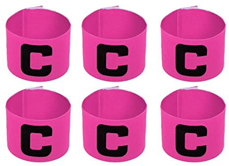 PATIKIL 11.8x2.8 Soccer Captain Armband, 6Pcs Nylon Elastic Protective Arm Badge for Youth Adult Team Adjustable Soccer Rugby Basketball Training, Pink