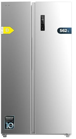 Cecotec Frigorífico americanos Bolero CoolMarket SBS 562 Inox D. Compresor Inverter Plus Frigorífico Americano Side By Side Inox 177X91.2Cm, 562L, No Frost, Multiairflow, Clase D, Fast Cooling