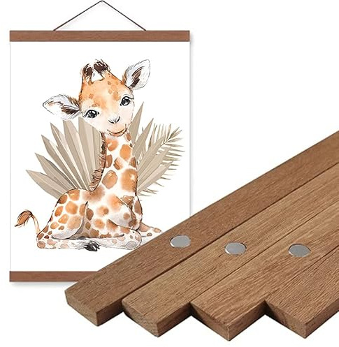 Youihom Magnetleiste für A3, Poster, Rahmen, DIY, hängende Magnetleiste aus Holz, zum Aufhängen von Bildern und Wanddrucken (Teak Wood)