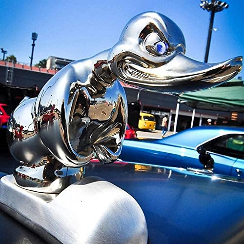 Angry Duck Auto-Enten-Motorhauben-Ornament, Selbstklebende Enten Auto Embleme, Konvoi-Kühlerfigur for LKW, Für Fahrzeuge Home Office Dekoration (Color : Silver)