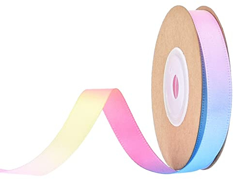 SHTGOI 9m Satinband 10mm Breit Regenbogen Band Satinbänder Seidenband Geschenkband Dekoband Schleifenband Stoffband Zierband für Hochzeit Valentinstag Deko Blumen Geschenkverpackung