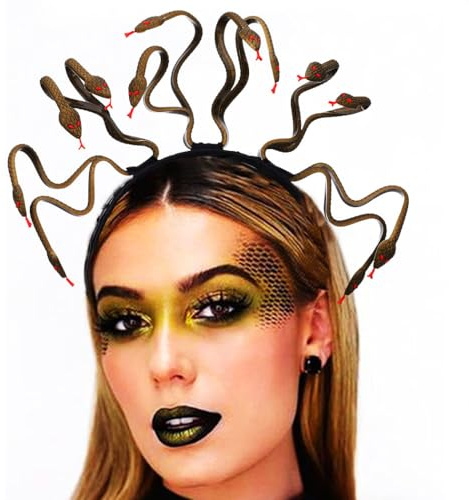 Zoestar Medusa Schlangen-Stirnband, griechische Göttin, Kopfschmuck, Halloween-Kostüm, Haarreif, ägyptische Verkleidung, Party, Haarschmuck für Damen und Mädchen (Gold)