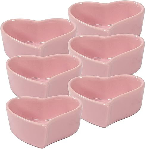 Dinner Plate,Soup Plate,Soup Mug, Heart Shaped Ramekins Set, 120ml, Creme Brulee Ramekins, Souffle Dish Oven Proof Dishes, Souffle Ramekins, Ramekins For Air Fryer-red-Set of 6 (Color : Red, Size : S