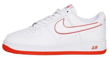 Nike Air Force 1 '07 Herren-Sneaker, Weiß/Weiß-Picante-Rot, 45.5 EU