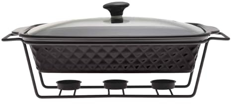 4BIG.fun Chauffe-plat en céramique 2 l - Chafing Dish Buffet - Chauffe-plat en céramique - Récipient de maintien au chaud