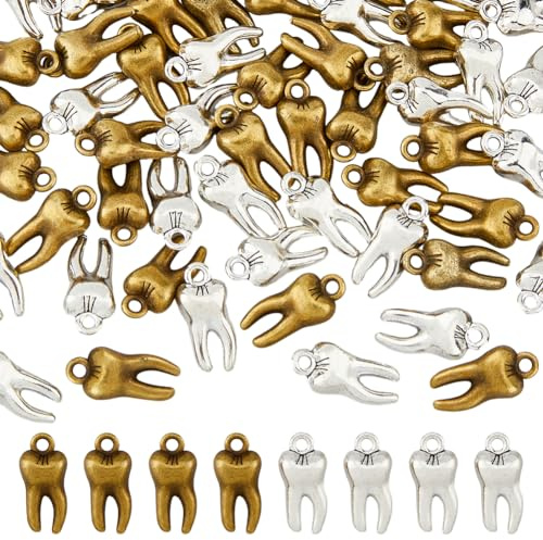 DICOSMETIC Legierung Zahnanhänger Tibetsilber Vintage Zähne Charms Dentalhygieniker Anhänger Metall Zahnarzt für DIY Schmuckherstellung