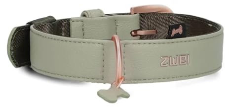 ZWEI Hundehalsband Leo LE15 aus hochwertigem Kunstleder, Elegantes Halsband verstellbar für mittelgroße & große Hunde mit Halsumfang von 37-50 cm (Jade)