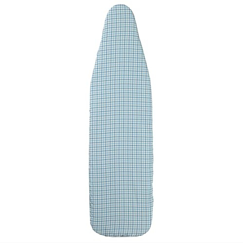 Household Essentials Deluxe Ironing Board Replacement Pad and Cover, White and Blue Grid Pattern