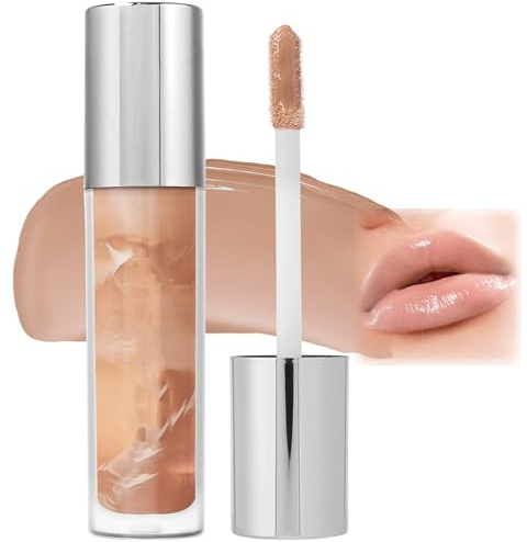 Nude Lip Gloss Hydrating Lip Glaze Velvet Long Lasting Waterproof Non Sticky Pink Lipgloss Marble Lipglaze Colourful Makeup Ladies Gift, Nourishing Lipstick,Moisturising Glossy Lipgloss for Women (03)