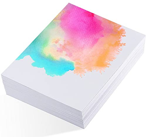60 Sheets Watercolour Paper Bulk, 140 lb/300 GSM Cotton Cold Press Water Colour Paper for Students Adults Artists Drawing Painting Supplies Postcards, White, 5 x 7