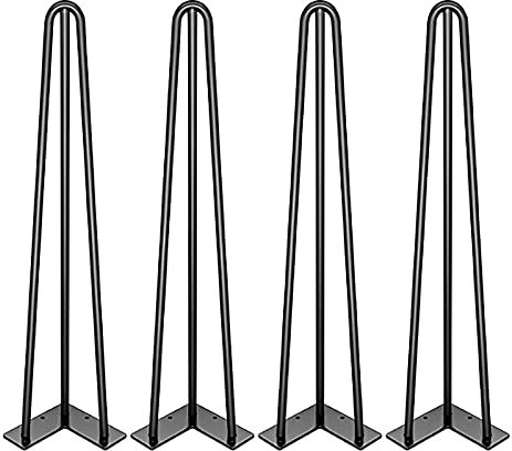 Möbelbeine Haarnadel-Tischbeine, 3 Stangen, Austauschbare Haarnadelbeine Möbelbein-Tischgestell, Für Schrank, Esstisch, Couchtisch, Schubladen, Schreibtisch, Mit Bodenschutz (30 Cm/12 Zoll)..