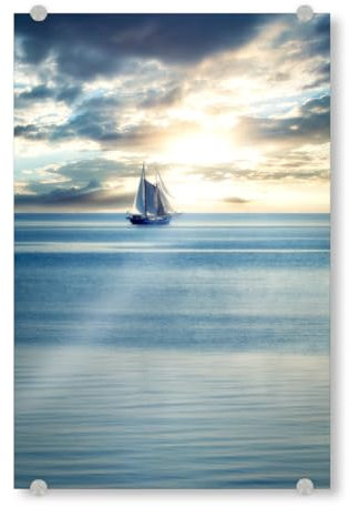 artboxONE Acrylglasbild 45x30 cm Natur Schiff AHOI Bild hinter Acrylglas - Bild Meer Himmel horizont