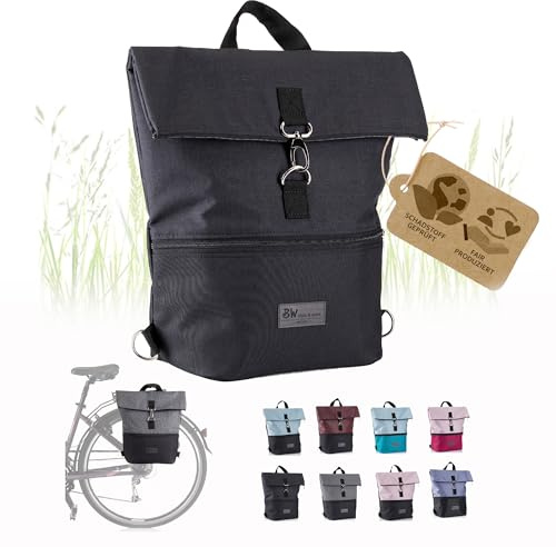 Fahrradtasche mit Rucksackfunktion, Gepäckträgertasche, schwarz-schwarz | wasserabweisend & leicht zu befestigen, 20l, für Arbeit, Freizeit & Sport, für Fahrrad & E-Bike