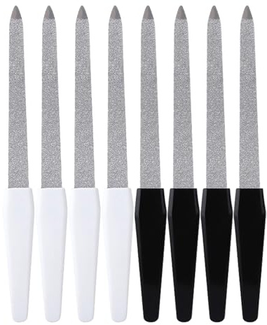 8Pcs Metal Nail Files, Double Sided Nail File with Non-Slip Handle | Professional Nail Files for Natural Nails, Manicure Tool Accessories for Home Salon