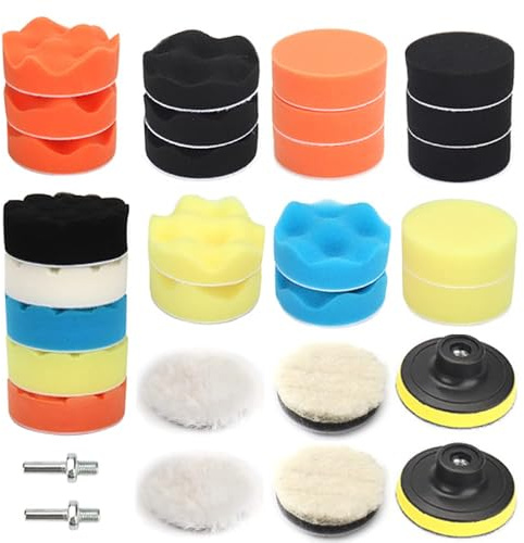 NuoDunco kit polissage 31 pièces, disques éponge 75mm pour auto et moto