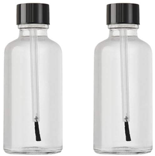 LJJCSFF 2 Pcs 50ml Empty Nail Polish Bottles With Brush Cap Glass Nail Varnish Bottles Refillable Nail Polish Jar Containers For Nail Art