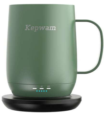 Kepwam Self Heating Coffee Mug, 16oz Smart Heated Coffee Mug, 150 Min Battery Life - Hot up to 149℉ Temperature Control Coffee Mug Warmer, Gifts for Women and Men