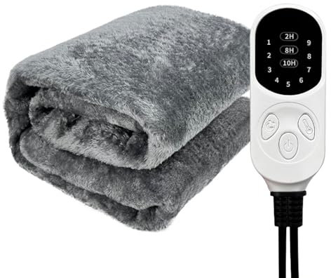 PUNELE Couverture Chauffante 12 V, Couverture Chauffante pour Voiture, Couverture électrique de Voiture Respirante à Chauffage Rapide en Flanelle Douce et Chaude pour Le Camping, 100 X