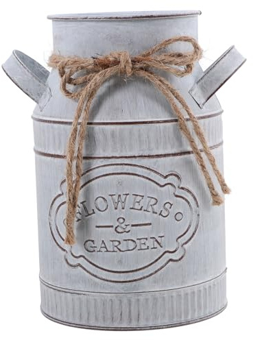 ABOOFAN Maceta de Hojalata Retro Florero Vintage de Metal Galvanizado Decoración de Jardín para Mesa de Centro Cubo de Flores de Granja para Boda