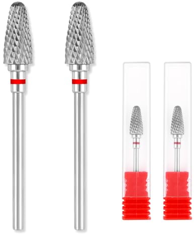 3/32 Carbide Nail Drill Bit, 2 Pcs Professional Nail Bit Nail Drill Bits Debulking Nail Bit Sets Shank Drill Bits Cuticle Cleaner Nails File For Quickly Removing Acrylic Nails Gels, Fine - F