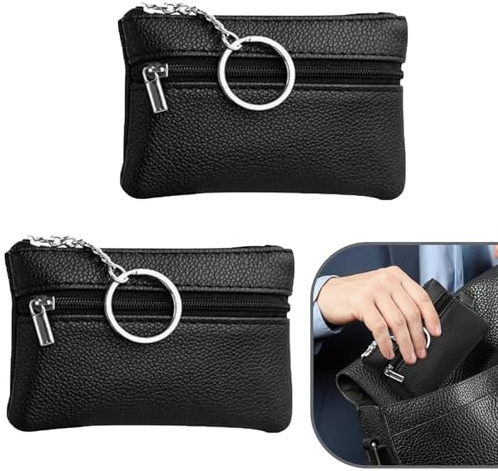 2 Stück Schlüsseltasche,Schlüsselmäppchen,Schlüsseletui,Schlüssel Etui | Schlüsseltasche Leder,Schlüssel Tasche,Wasserdichte Tasche Für Schlüssel, Münzen Und Andere Kleine Gegenstände(Schwarze)