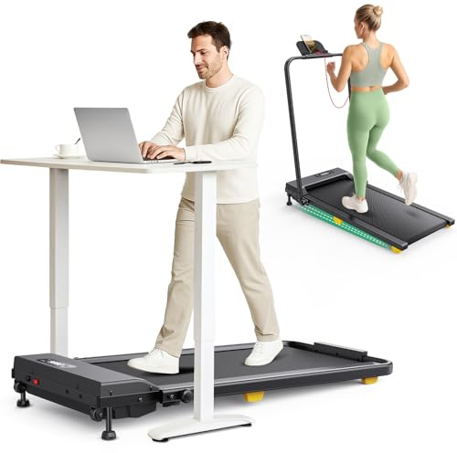 UREVO Walking Pad Laufband mit 9% Steigung, klappbar mit Sicherheitsgriff | One-Touch-HIIT-Modus für Gehen, Joggen oder Laufen im Homeoffice, montagefrei, mit Fernbedienung und LED-Anzeige