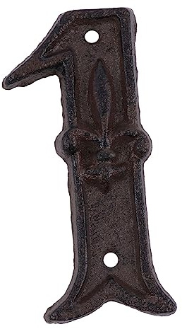 Tofficu Números De Dirección Hierro Fundido Número Rústico Con Acabado Martillado Para Puerta y Exterior Placa De Metal Antiguo Para Casa Incluye Tornillos Para Montaje Fácil