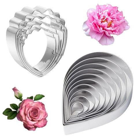 14 Piezas Moldes para Galletas, Diseño de Gotas, Pétalos de Rosa, Moldes para Galletas, Flores, Cortador para Hacer Pan, Galletas