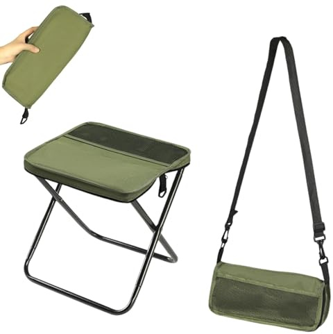 Camping Hocker Faltbar, Klapphocker Caming Klein Mit Tasche, Campinghocker Leicht Hocker Klappbar Campingstuhl Mit Fußhocker Campinghocker Gartenhocker Tragbarer Outdoor Angelhocker (Grün,Klein)