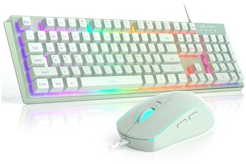 MageGee Gaming Keyboard and Mouse Combo, K1 RGB LED Backlit Keyboards with 104 Key Computer PC Gaming Keyboard for PC/Laptop (Green)
