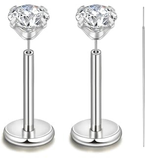 Lantine 16G/18G/20G Tragus Piercing helix Labret conch Piercing Ohr gold Silber Chirurgenstahl Nasenpiercing Stecker Medusa Piercings Lippenpiercing with Kegelpiercing für Frauen Männer 6/8mm