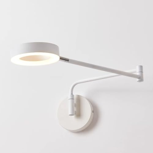 Lámpara de Lectura de Pared Blanca con Brazo oscilante, Moderna lámpara LED de Pared giratoria para cabecera, Ajustable a 3000 K/4000 K/6000 K, 8 W, Flexible y Flotante, para Lectura en interiore