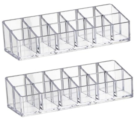 IWOWHERO 2pezzi Porta Rossetti Organizer in Plastica Trasparente Espositore per Lucidalabbra Organizzatore di Rossetti per Cosmetici Ordinati