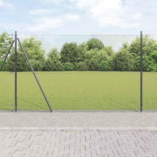 Fence with Post Grey 1.6m x 10m Steel Heavy Duty Outdoor Fence Panel Set UV Resistant Weatherproof Corrosion Resistant Garden Patio Fence Panel Set
