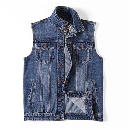 RRYPBOVG chaleco vaquero hombre Chaleco vaquero de talla grande 5xl, 6xl, 7xl for hombre, de algodón, multibolsillos, sin mangas, for exteriores