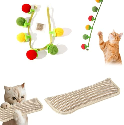 yolzhxe Kattmyntsleksak, kattleksak, kattleksak med sisal kudde, interaktiva kattleksaker, för inomhus kattunge som leker och tuggar