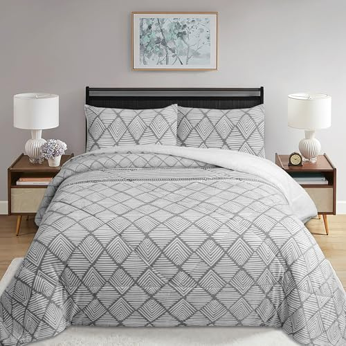 NOVOTEXTIL Edredón Invierno Sherpa Cama 90 (180x260) Extra Grueso 540gr/m2 Efecto Borreguito - Edredón Suave, Cálido y Transpirable con 1 Funda Almohada (50x70) (Espoo)