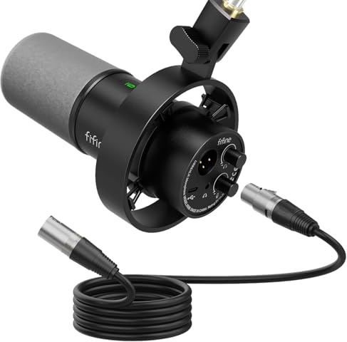 FIFINE Podcast Microphone with Stand, XLR Cable - K688CT+L9