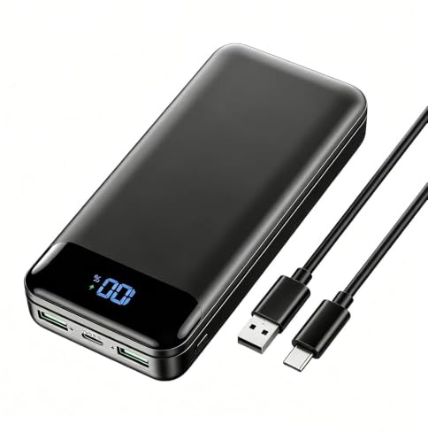 Enerwow Power Bank 27000 mAh 22.5W USBC Schnellladen Powerbank | PD3.0 & QC4.0 Externer Akkupack mit LCD Display, Tragbares Ladegerät für iPhone 17/16/15/14/13/12, iPad, Samsung & Mehr