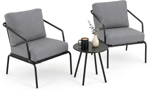 COSTWAY 3 delar. Balkongmöbelset, trädgårdsmöbler loungeset, utemöbler med soffbord, 2 trädgårdssoffa och kuddar, trädgårdsslounge utomhus, balkongset, trädgårdsdekor, sittgrupp för terrass, balkong